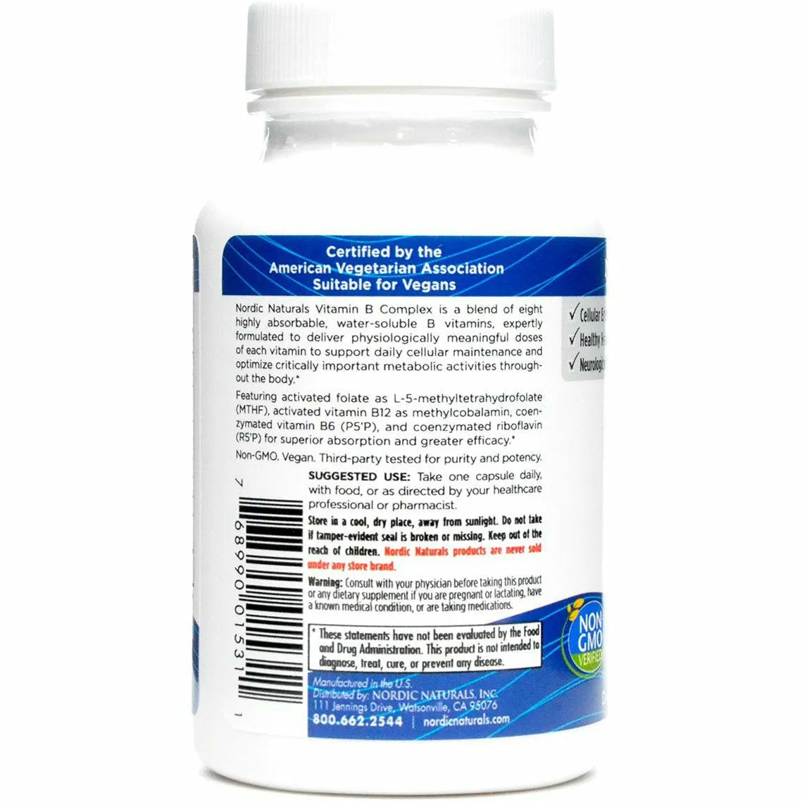 Vitamin B Complex 45 vegcaps By Nordic Naturals