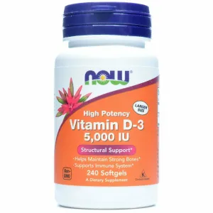 Vitamin D-3 5000 IU 240 softgels by NOW