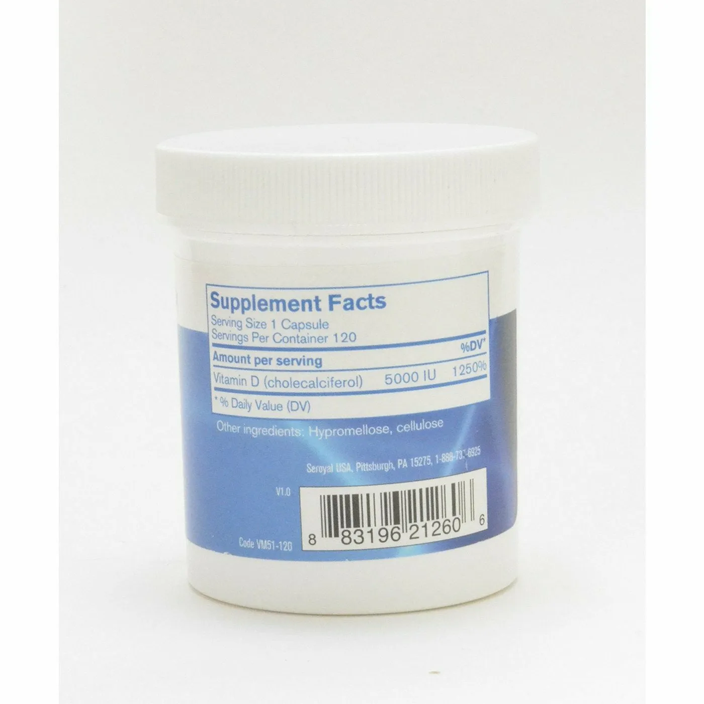 Vitamin D 5000 IU 120 Caps by Pharmax