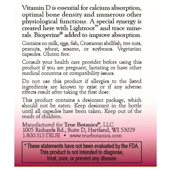 Vitamin D Plus 60 capsules by True Botanica