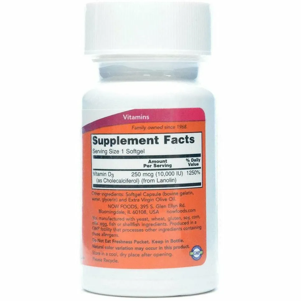 Vitamin D3 10.000 IU 120 gels by NOW