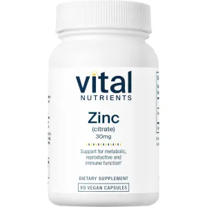 Zinc Citrate 30 mg 90 vcaps by Vital Nutrients